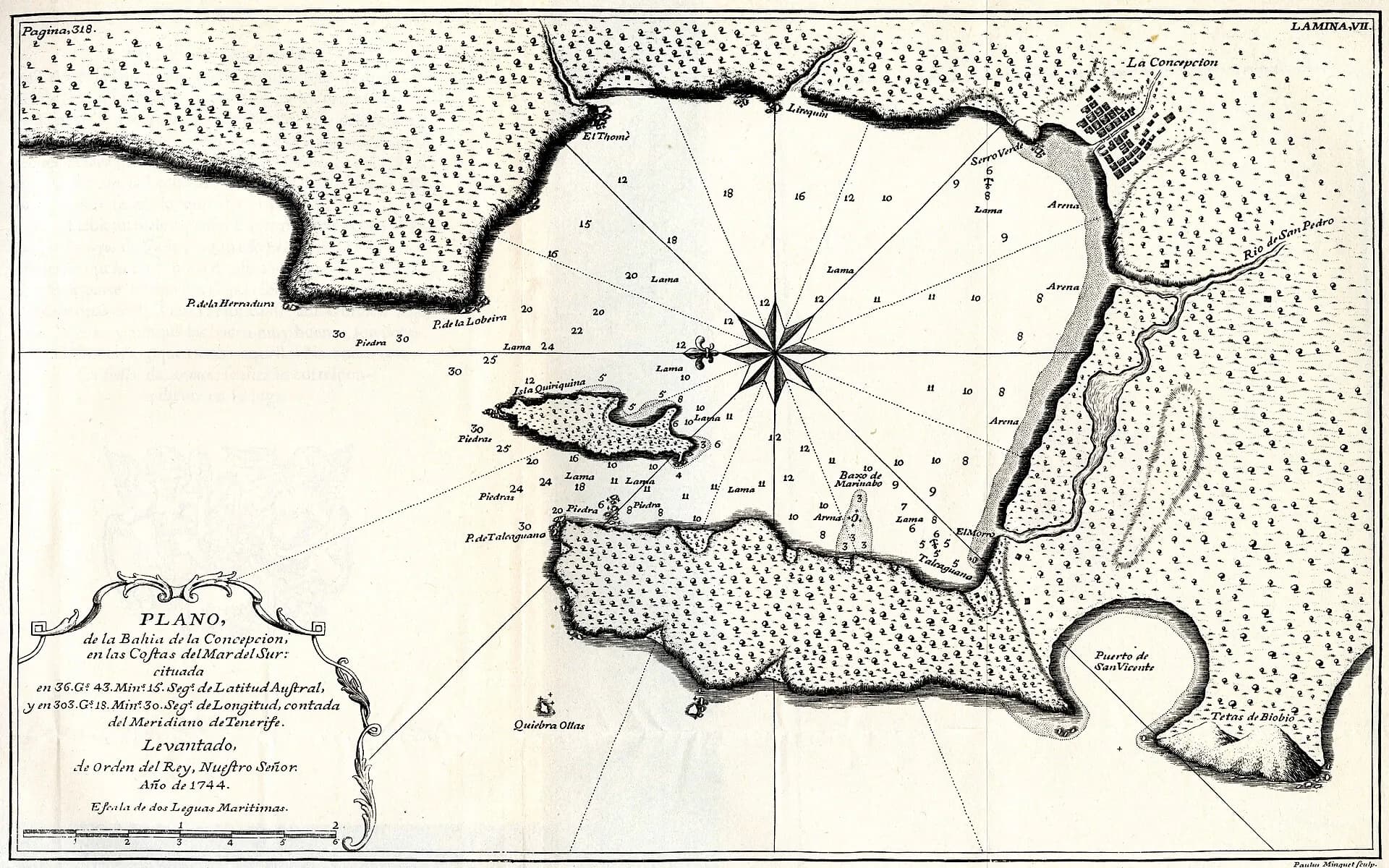 Map of the Bay of Concepción, surveyed in 1744